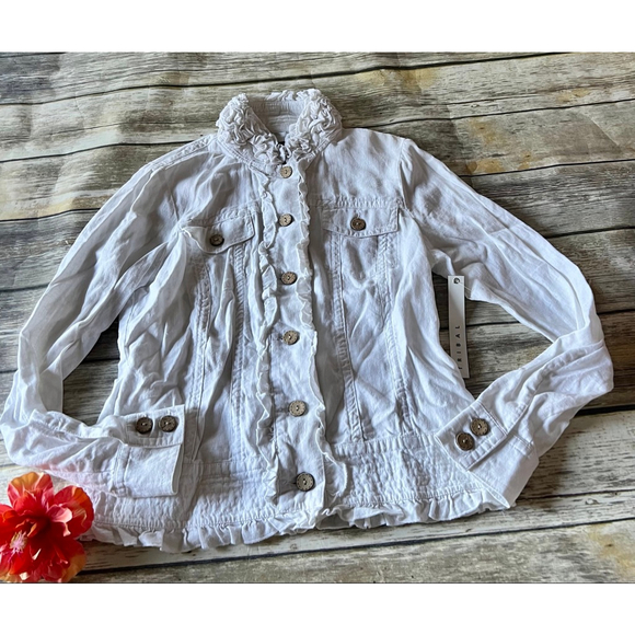 NWT Tribal White Linen Jacket - Picture 4 of 7